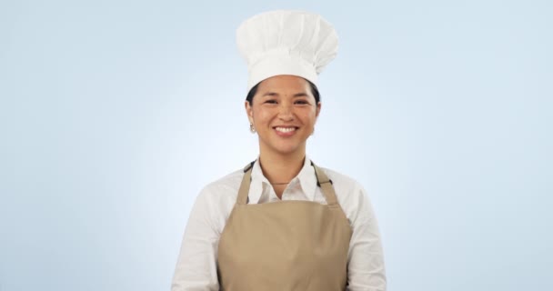 요리사 스튜디오에서 요리를위한 비즈니스 소유자의 레스토랑 노동자 베이커 자신감과 파란색 — 비디오
