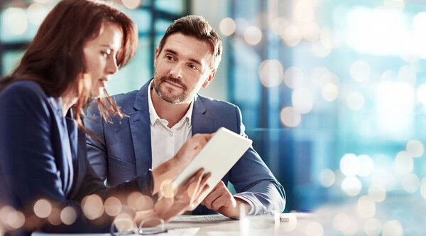 Teamwork Business People Manager Consultant Tablet Accountant Investment Cooperation Finance — Stock Photo, Image