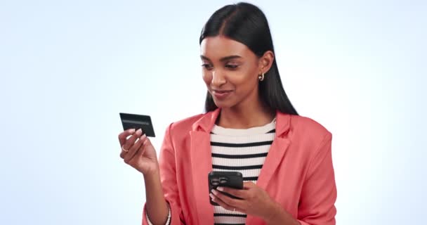 Business Telefon Oder Frau Studio Mit Kreditkarte Für Eine Finanzielle — Stockvideo