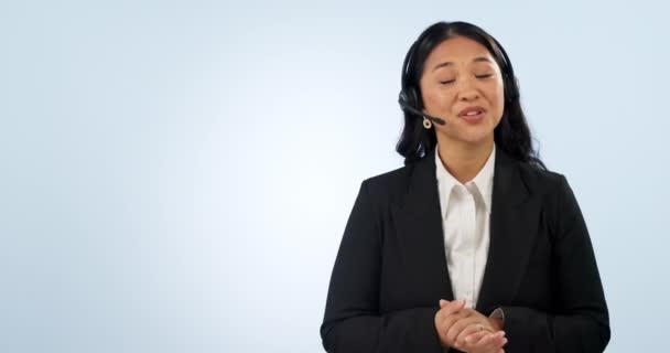 Wanita Asia Call Center Dan Konsultan Mockup Bidang Keuangan Dengan — Stok Video