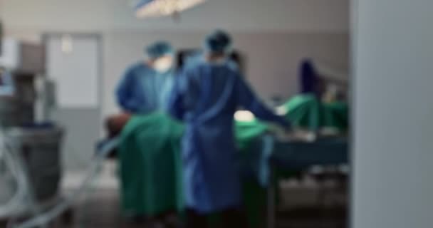 Sfocatura Chirurgia Team Medici Sala Operatoria Ospedale Clinica Gruppo Chirurghi — Video Stock