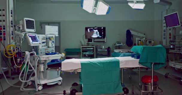 Порожня Лікарня Медична Операційна Кімната Швидкої Допомоги Зцілення Пацієнта Інтер — стокове відео