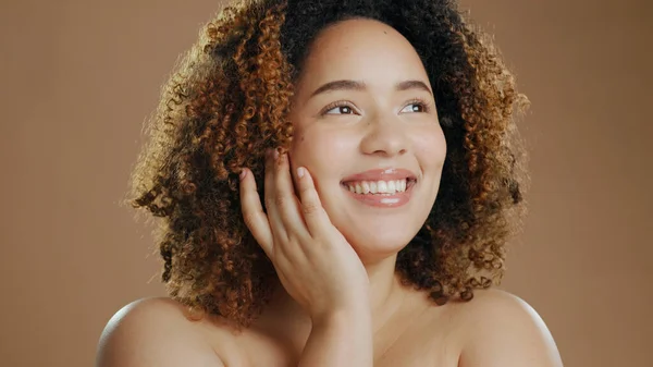 Mulher Feliz Rosto Cuidados Com Pele Beleza Natural Cosméticos Contra — Fotografia de Stock