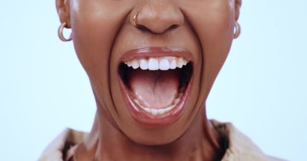 Mujer Enojada Negra Boca Por Gritar Frustrada Salud Mental Estudio — Vídeos de Stock