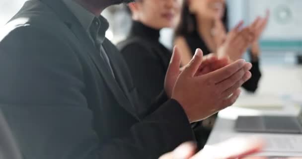 Business People Hands Applause Meeting Teamwork Thank You Presentation Conference — Stock Video