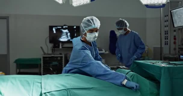 Médico Paciente Cirugía Hospital Quirófano Médico Con Diagnóstico Tratamiento Atención — Vídeo de stock
