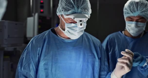 Chirurgie Ärzteteam Und Werkzeuge Operationssaal Krankenhaus Oder Klinik Chirurgengruppe Krankenschwester — Stockvideo