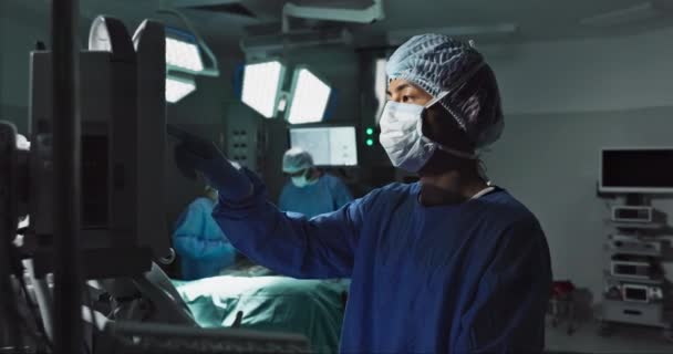 Hospital Médico Monitor Pacientes Para Cirurgia Sala Cirurgia Máquina Ajuste — Vídeo de Stock