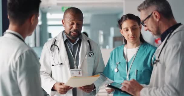 Lékaři Zdravotní Sestry Týmové Plánování Řízení Nemocnic Diskuse Pracovním Postupu — Stock video