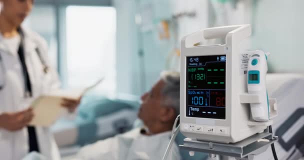 Hasta Doktor Kalp Monitörü Sağlık Tavsiyeler Hayati Belirtileri Veya Hastanede — Stok video