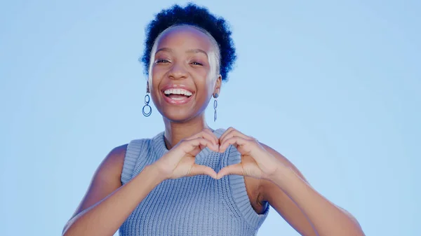 Gezicht Hart Handen Zwarte Vrouw Met Ondersteuning Feedback Wellness Een — Stockfoto