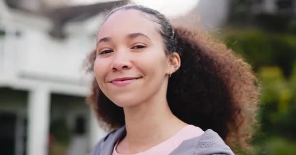 Обличчя Фітнес Щаслива Жінка Відкритому Повітрі Фізичних Вправ Тренувань Здорових — стокове відео