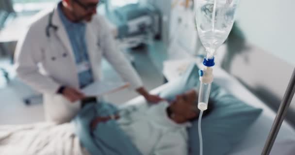 Infuus Gezondheidszorg Geneeskunde Met Arts Patiënt Het Ziekenhuis Behandeling Chirurgie — Stockvideo