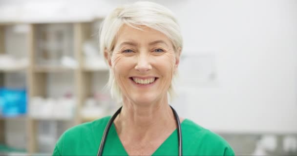 Kobieta Weterynarz Uśmiech Portrecie Pielęgniarka Zdrowie Lub Wellness Dla Medycyny — Wideo stockowe