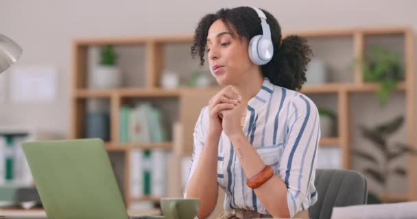 Femme Affaires Appel Vidéo Ordinateur Pour Réunion Ligne Webinaire Marketing — Video