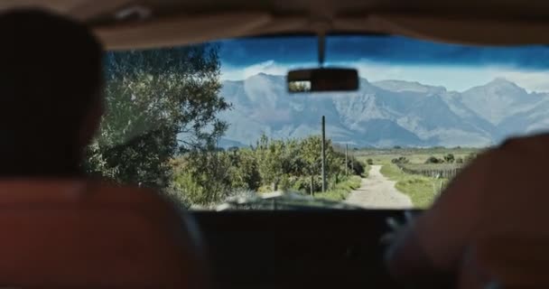 Pov Coche Conducción Campo Para Vacaciones Viajes Aventura Naturaleza Grava — Vídeos de Stock