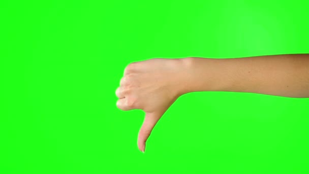 Hand Daumen Nach Unten Oder Green Screen Mögen Keine Gestenkommunikationsfehler — Stockvideo