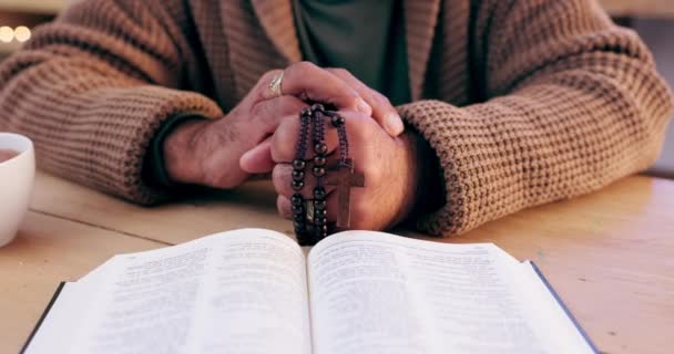 Eller Haç Ncil Ile Tanrı Dua Etmek Ibadet Etmek Hıristiyanlık — Stok video