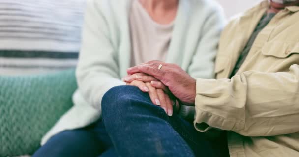 Senior Couple Holding Hands Love Empathy Kindness Care Home Retirement — Stock Video