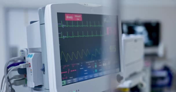 Hospital Máquina Digital Monitor Cardíaco Quirófano Bcakground Quirófano Para Cirugía — Vídeo de stock
