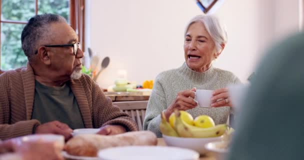 Чай Пожилые Люди Женщина Пенсии Говорят Поддержке Уходе Доверии Объединения — стоковое видео