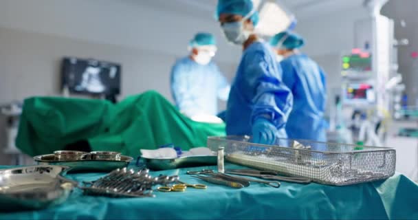 Lékaři Nástroji Chirurgií Týmem Operačním Sále Pohotovostní Zdravotnické Kliniky Léky — Stock video