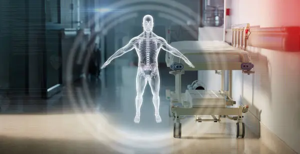 Hologram Anatomi Seng Korridoren Sykehus Etter Jobb Klar Nødsituasjon Eller – stockfoto