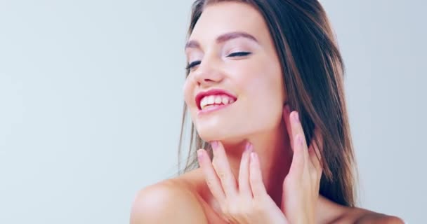 Guiño Maquillaje Retrato Mujer Con Cuidado Piel Con Estética Estética — Vídeo de stock