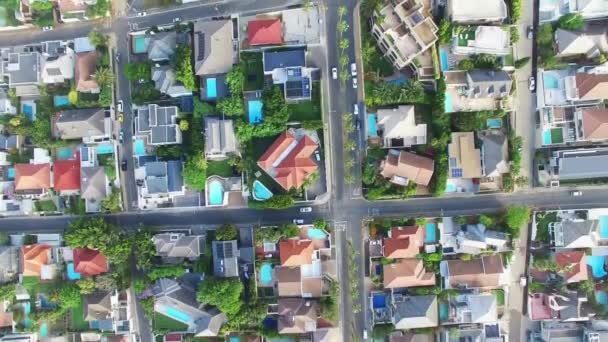 Drone Aereo Città Edifici Strada Traffico Insediamento Urbano Sopra Architettura — Video Stock