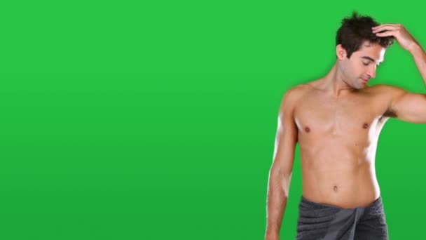 Zielony Ekran Topless Człowieka Piękno Pielęgnacji Higieny Czyste Ciało Tle — Wideo stockowe