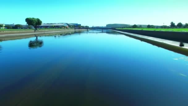 Drone Pont Canal Ville Pour Eau Irrigation Liaison Fluviale Mer — Video
