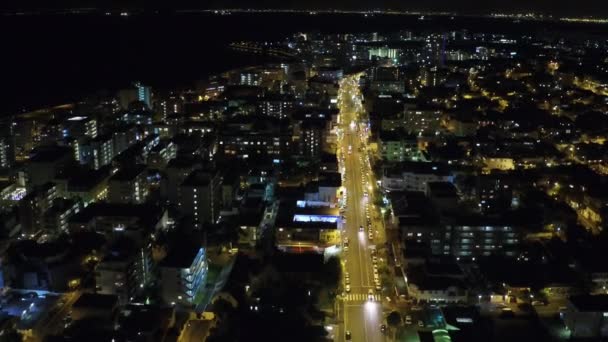 Місто Трафік Вночі Вогні Безпілотника Подорожей Транспорту Або Поїздки Комерційними — стокове відео