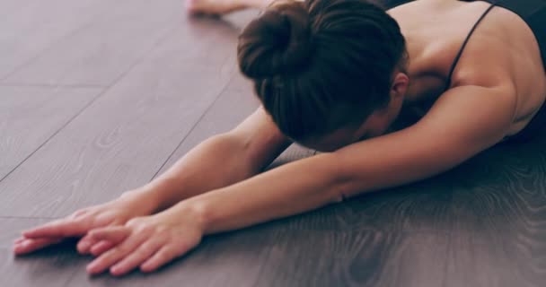 Balett Dans Och Kvinna Stretching Fitness Och Prestanda Med Välbefinnande — Stockvideo