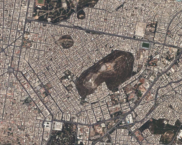 Воздушный Город Карта Спутниковый Вид Городскую Дорогу Здание Городской Пейзаж — стоковое фото