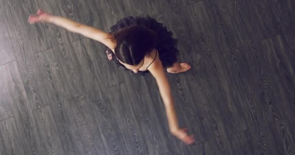 Draufsicht Ballett Und Frauentalent Spin Und Fitness Mit Leistung Training — Stockvideo