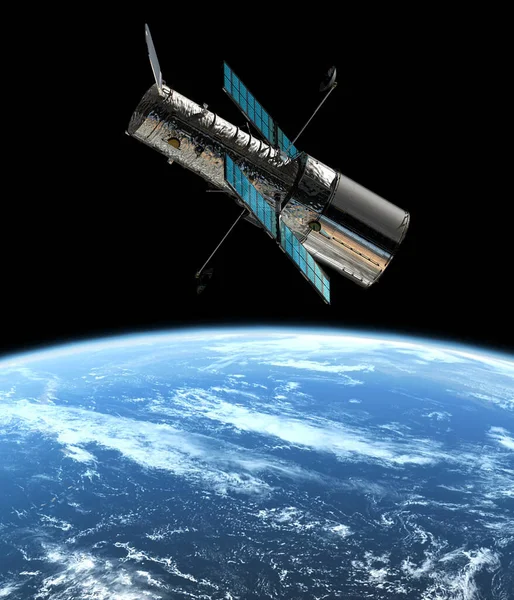 グローバル研究のための軌道上の宇宙 地球観測のためのデータ伝送 ナビゲーションのための航空宇宙 エンジニアリングおよび宇宙船 — ストック写真
