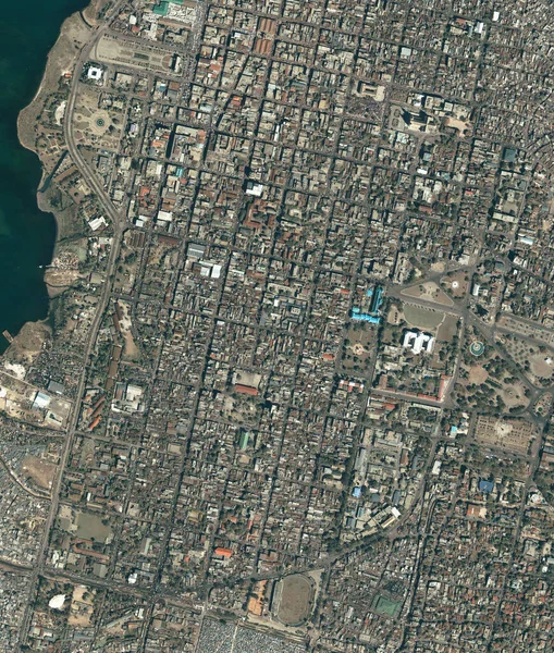 Drone Aéreo Mapa Cidade Vista Por Satélite Estrada Urbana Construção — Fotografia de Stock