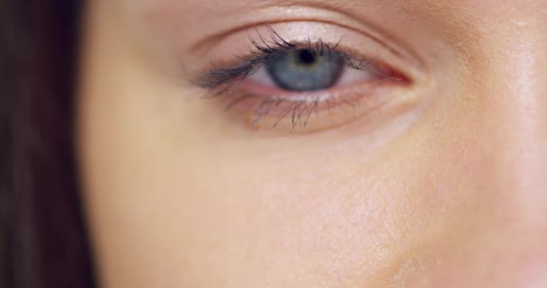 Belleza Cara Macro Ojo Mujer Visión Optometría Salud Piel Parpadeo — Vídeo de stock