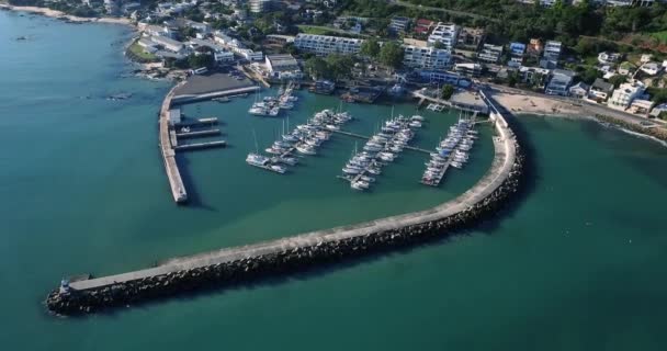 Havn Strand Båt Med Drone Byen Reise Transport Turisme Med – stockvideo