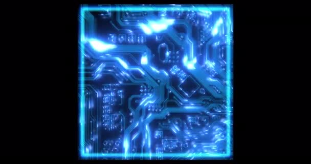 Kredsløbskort Cpu Mikrochip Digitalt Hologram Til Cybersikkerhed Kodning Programmering Informationsteknologi – Stock-video