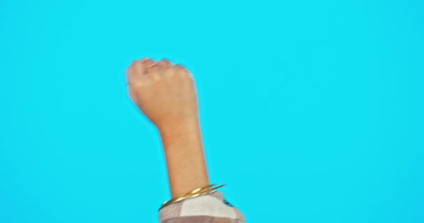 Näven Makt Och Person Hand Med Emoji Jämställdhet Och Mänskliga — Stockvideo
