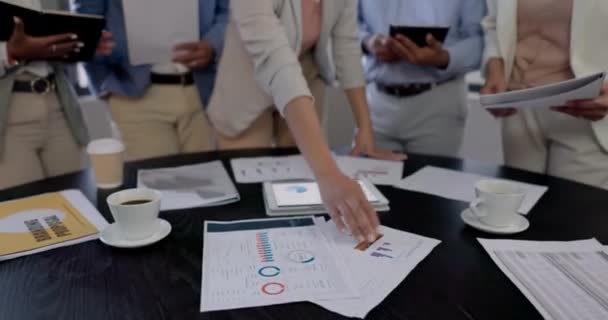Manager Data Analytics Documenten Zakenmensen Vergadering Voor Onze Visie Planning — Stockvideo