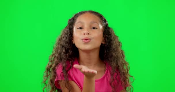 Зелений Екран Студія Дитина Дме Поцілунок Любов Турботу Прихильність Позитивним — стокове відео