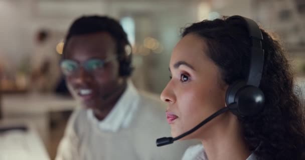 Çağrı Merkezi Kadın Crm Ajansındaki Ekip Eğitimi Müşteri Hizmetleri Bilgisayar — Stok video