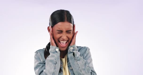 Ansigt Overraskelse Kvinde Med Wow Smil Ansigtsudtryk Hvid Studiebaggrund Portræt – Stock-video
