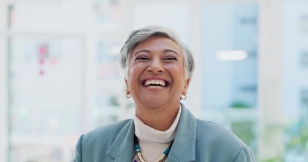 Rostro Mujer Negocios Feliz Senior Ceo Director Ejecutivo Sonrisa Para — Vídeo de stock