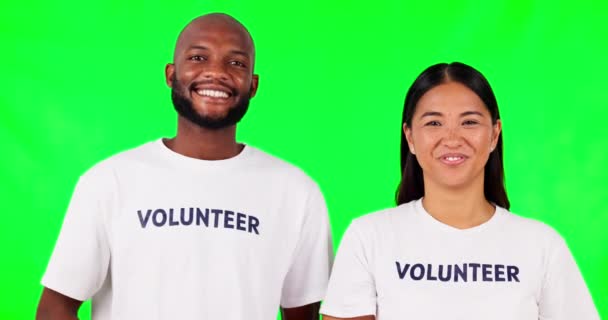 Thumbs Volunteer Happy People Green Screen Support Thank You Success — Stock Video
