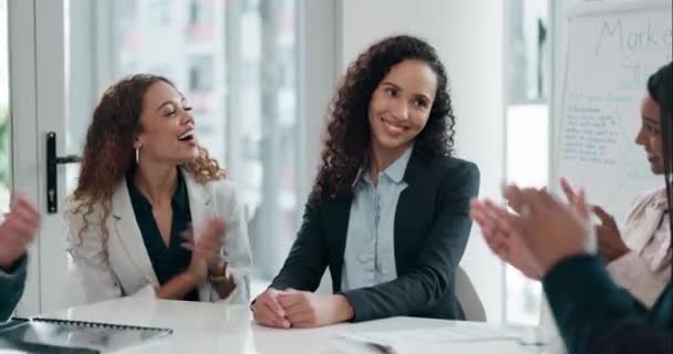 Aplausos Éxito Apoyo Con Gente Negocios Reuniones Trabajo Equipo Ganador — Vídeos de Stock