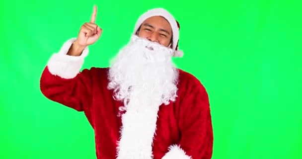 Boże Narodzenie Mikołaj Wskazując Człowiekiem Zielonym Ekranie Prezentacji Pomysł Show — Wideo stockowe