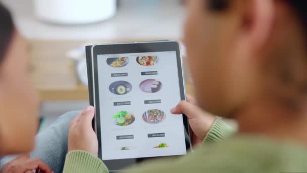 Magasins Tablettes Écran Personnes Pour Service Livraison Nourriture Décision Ligne — Video